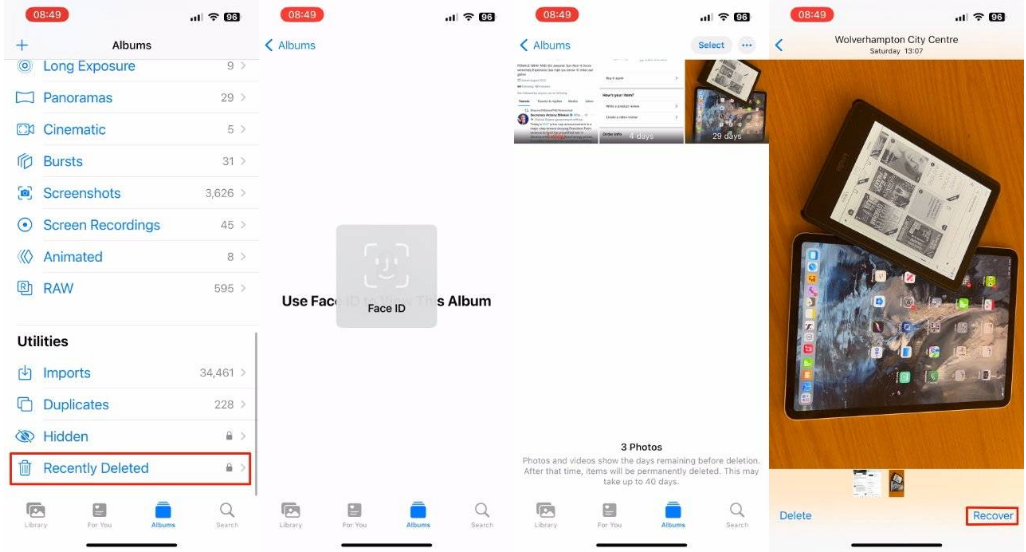 咸阳苹果14维修分享 iPhone14 上恢复已删除的照片 