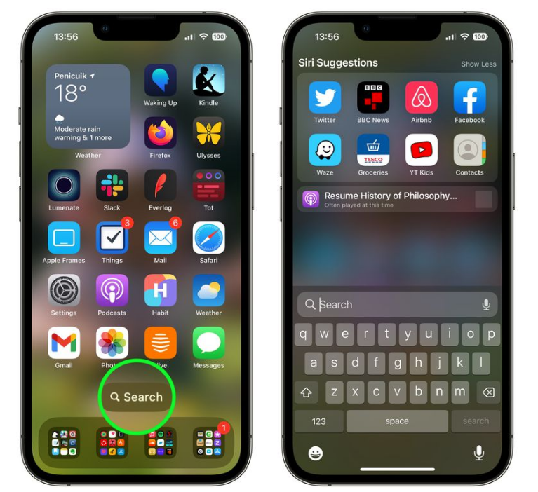 咸阳苹果手机维修分享升级到 iOS 16 后，如何删除主屏幕上的搜索按钮 